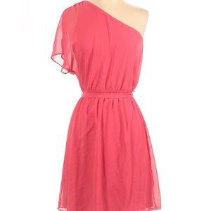 EUC Express One-Shoulder Dress Coral XS